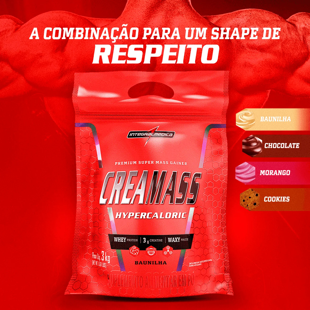Creamass Integralmédica 3 kg chocolate - imagem complementar da embalagem